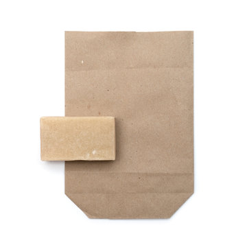 Brown paper bag isolated over white background