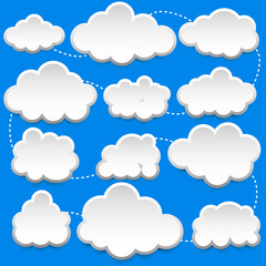 Obraz premium Paper clouds on a blue background. Eps 10.