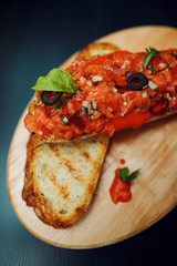 Food, recipe, cuisine, healthy, snack, salmon, bruschetta
