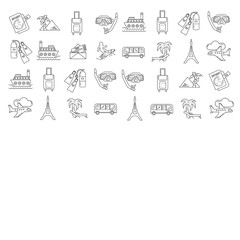 Vector set of travel icons Linear design