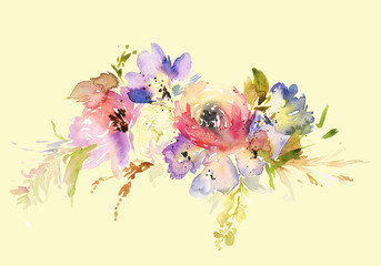 Obraz premium Flowers watercolor illustration