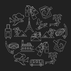 Vector set of travel icons Linear design