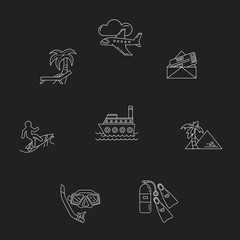 Vector set of travel icons Linear design