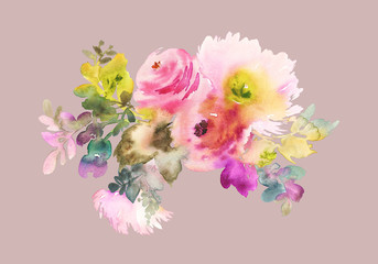 Flowers watercolor illustration