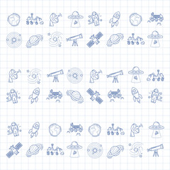 Fototapeta na wymiar Vector set of space and astronomy icons