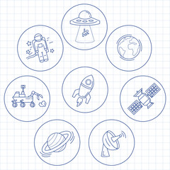 Vector set of space and astronomy icons