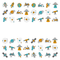 Fototapeta premium Vector set of space and astronomy icons
