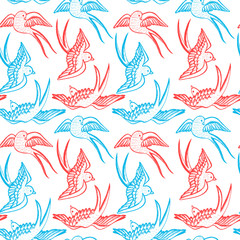 Swallow seamless vector pattern