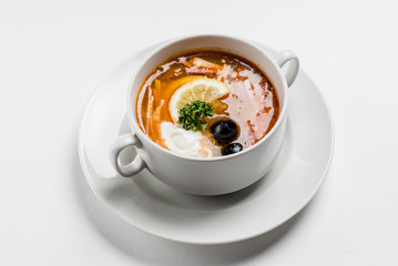 Meat solyanka- traditional Russian soup