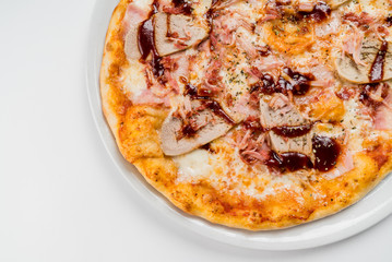 pizza on the white