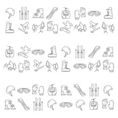 Vector set of snowboard and ski icons