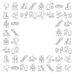 Vector set of snowboard and ski icons