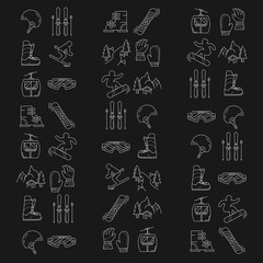 Vector set of snowboard and ski icons