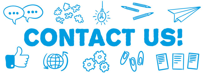 Stick Figure Series Banner Blue / Contact us!