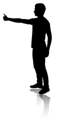 Silhouette of man.
