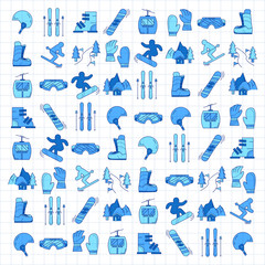 Vector set of snowboard and ski icons