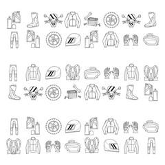 Vector set of linear motorcycle icons