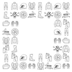 Vector set of linear motorcycle icons