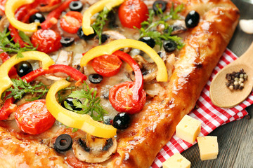 Freshly homemade pizza closeup