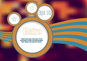 Retro vector page layout with frames and lines on blurry background