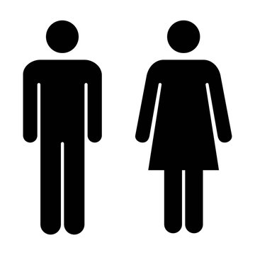 Man and Woman Symbol Icon - Unisex, Bathroom, Toilet, Human Symbol in glyph vector illustration