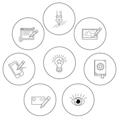 Vector icons set Creative process