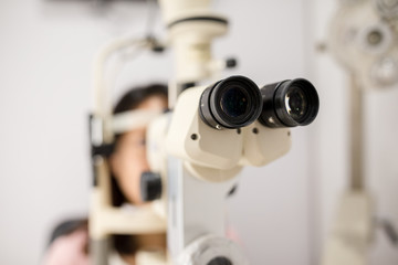 Fototapeta na wymiar Examining a patient in ophthalmology laboratory