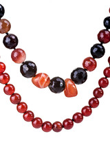 Cornelian and Agate handcrafted necklace  on white background