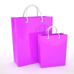 Paper Shopping Bags isolated on white background. 3d rendering.