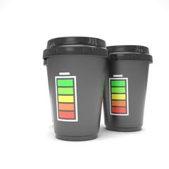 Three paper coffee cups. 3d rendering.