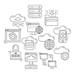 Cloud storage Vector icons set