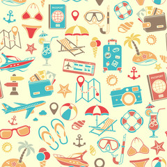 Vacation and Tourism Seamless Pattern