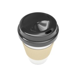 Coffee to go on white. 3d rendering.