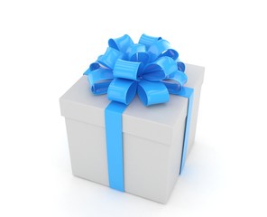 gift box with bows isolated on white. 3d rendering.
