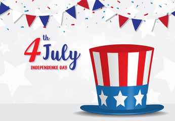 usa retro hat happy 4 july  Independence day greeting. vector