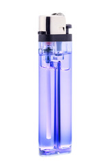 Blue lighter. Lighter isolated on white background with clipping part.