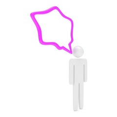 3d man with talk bubbles isolated over a white background. 3d rendering.