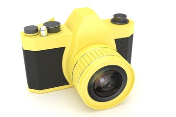 Retro camera isolated on white background. 3d rendering.