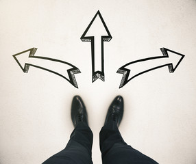Different direction feet and arrows