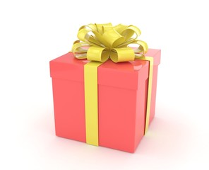 gift box with bows isolated on white. 3d rendering.