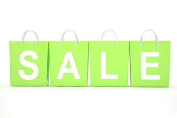 sale written on shopping bag. 3d rendering.