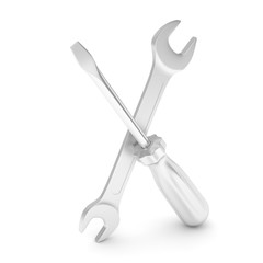 3D Illustration Wrench and screwdriver, service concept
