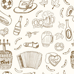 Hand drawn doodle Germany travel seamless pattern