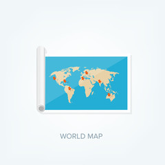 Obraz na płótnie Canvas World map in a flat style. Earth, globe. Navigation. Route and destination. Icon.