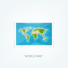 Fototapeta na wymiar World map in a flat style. Earth, globe. Navigation. Route and destination. Icon.