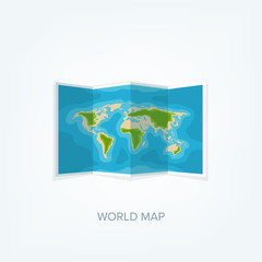 Fototapeta na wymiar World map in a flat style. Earth, globe. Navigation. Route and destination. Icon.