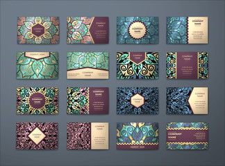 Vector vintage business cards big set..