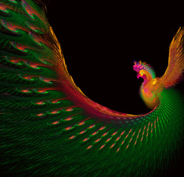  fractal background of bright beautiful peacock