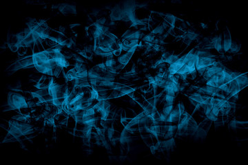 blue smoke art abstract in black background