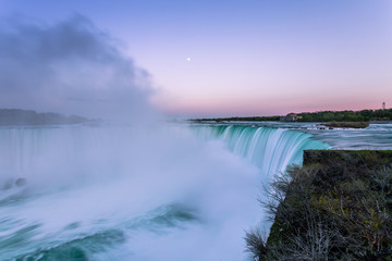 View of Niagara Falls, Ontario, Canada during sunset
